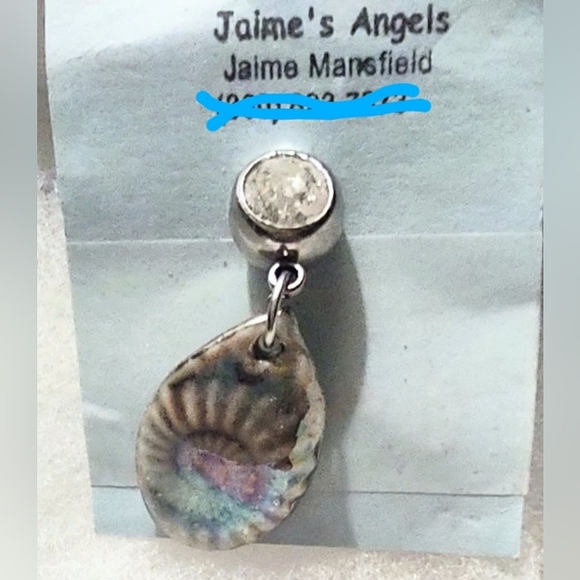 Belly Piercing Fossil & Crystal Bezel Stone - Picture 3 of 9